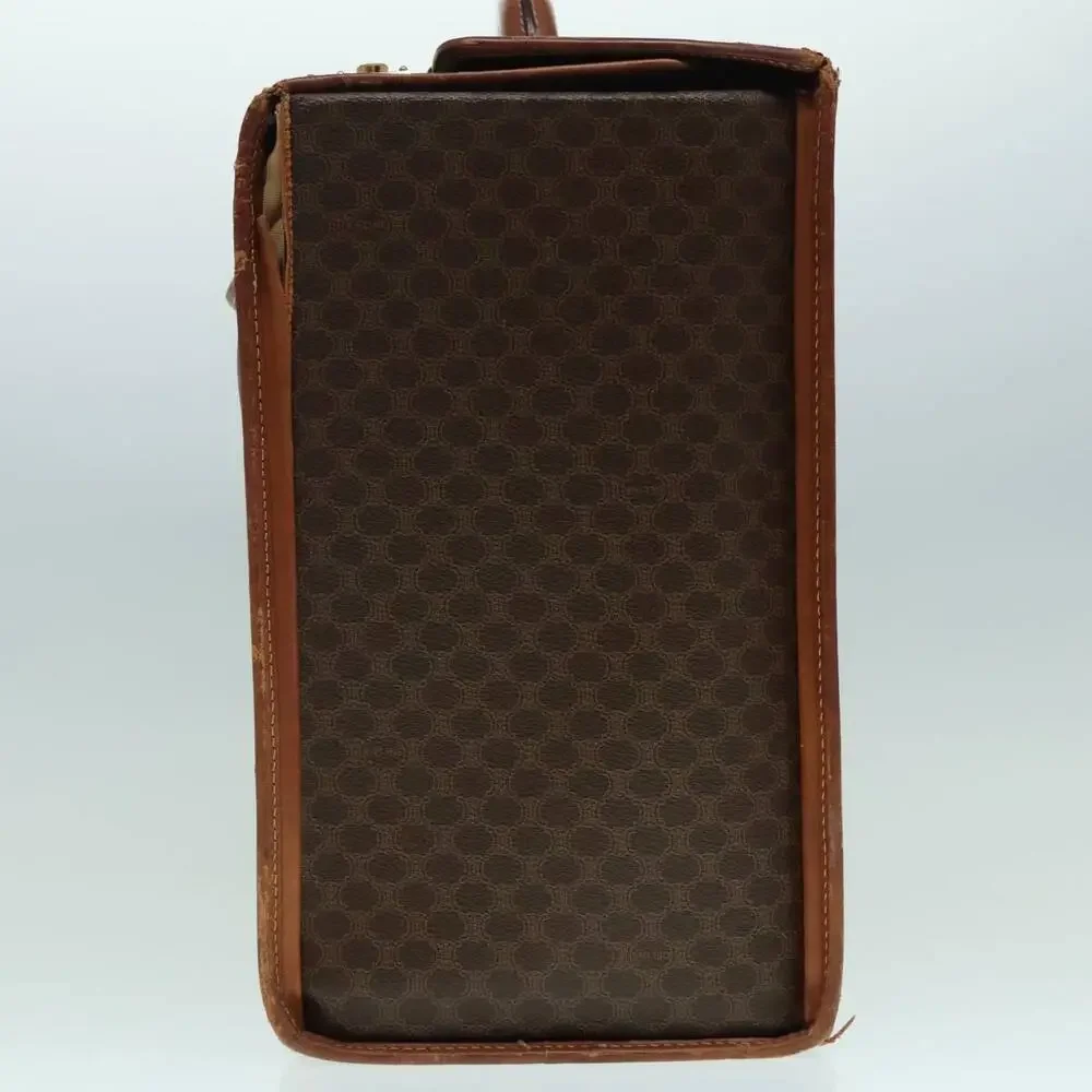 CELINE Macadam Canvas Trunk Pvc Leather Gold Brown